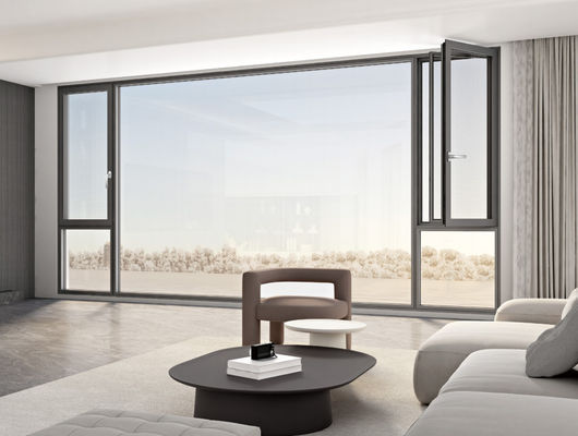 หน้าต่างอัลลูมิเนียมที่มั่นคงด้วยกระจกกันความร้อนและล็อคหลายจุด