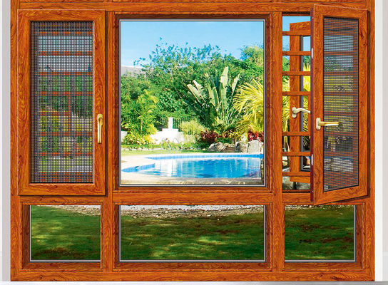 ผงเคลือบ หมุนมุม อะลูมิเนียม หน้าต่างที่กําหนดเอง ด้วยการป้องกันแมลง