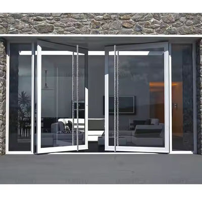 4-12mm Double Glazing Aluminum Pivot Door พร้อมกระจกใสและวัสดุเครือสกรีนสแตนเลส