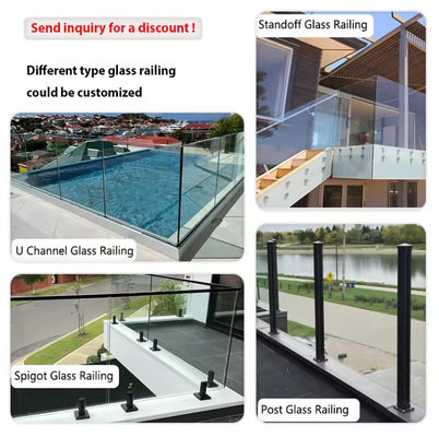 Lamel U Channel Glass Balustrade การติดตั้งบนด้านบนที่มีกระจกแผ่น