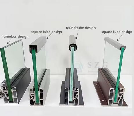 Lamel U Channel Glass Balustrade การติดตั้งบนด้านบนที่มีกระจกแผ่น