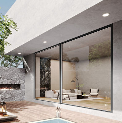 ประตูเลื่อนอัลลูมิเนียมกระจกกระชับ ความปลอดภัยด้วยล็อคหลายจุด