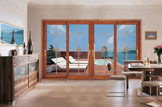 กันพายุ 2 มิลลิเมตร หนาอะลูมิเนียม ประตูลื่น Patio ด้วยกระจกกระชับ