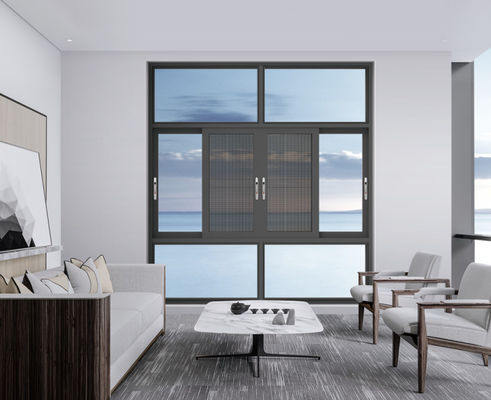 SZG Casement Open Aluminum Swing Window พร้อมอุปกรณ์เหล็กดัดเหล็ก