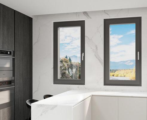 SZG Casement Open Aluminum Swing Window พร้อมอุปกรณ์เหล็กดัดเหล็ก