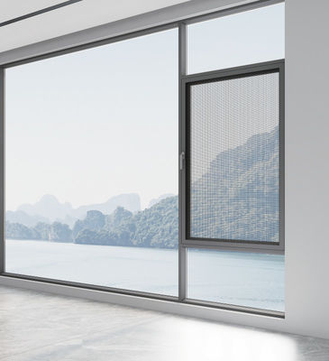 หน้าต่างสวิงอัลลูมิเนียมสีเทา