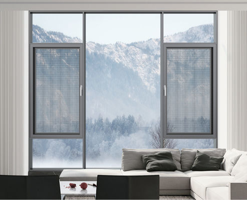 หน้าต่างสวิงอัลลูมิเนียมสีเทา