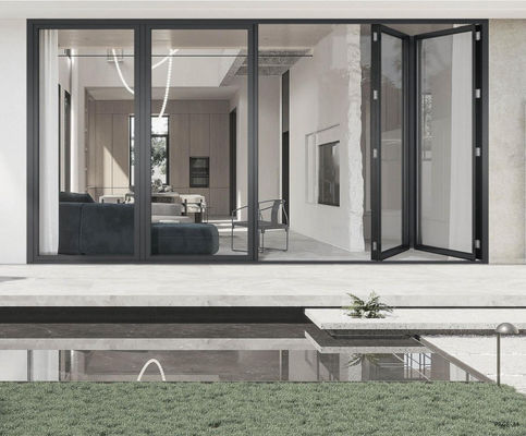 ประตูพับอลูมิเนียมทนทานต่อการกัดกร่อน ประตูพับอัลลูมิเนียมสลิมไลน์