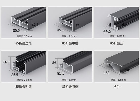 ประตูพับเรียบ สีเทาอลูมิเนียม Bifold ประตูที่กําหนดเอง ความทนทานกับพายุพายุ