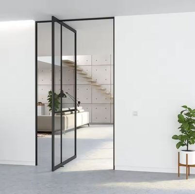 อลูมิเนียมเหล็กสแตนเลส ไม่มีกรอบกระจก Pivot ประตูทนทานต่อการกัดกร่อน ทําความสะอาดง่าย