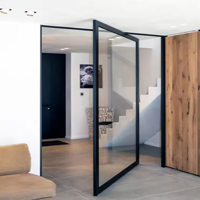 อลูมิเนียมเหล็กสแตนเลส ไม่มีกรอบกระจก Pivot ประตูทนทานต่อการกัดกร่อน ทําความสะอาดง่าย