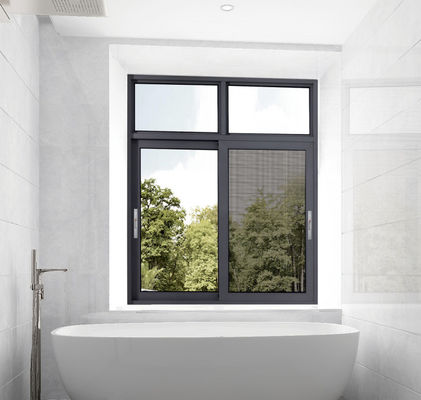 หน้าต่างเลื่อนอัลลูมิเนียมเคลือบด้วยผง ป้องกันแมลง หน้าต่างเลื่อนกระจกคู่