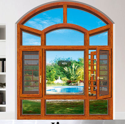 ผงเคลือบ หมุนมุม อะลูมิเนียม หน้าต่างที่กําหนดเอง ด้วยการป้องกันแมลง