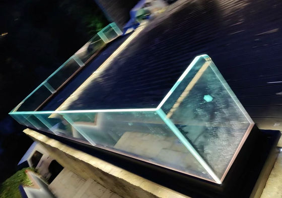อลูมิเนียมและกระจกไร้กรอบ รูปทรงสี่เหลี่ยมที่มีแสง LED