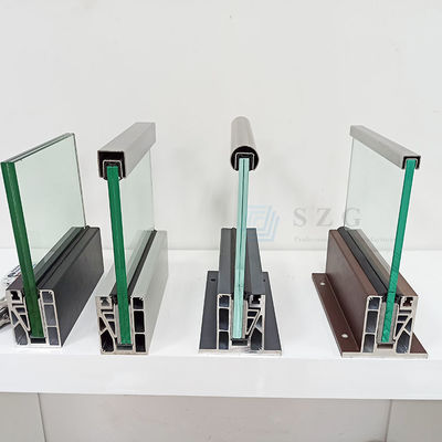 ความปลอดภัยใส อลูมิเนียม U Channel Glass Railing Powder ทับทิม อลูมิเนียม Glass Balustrade
