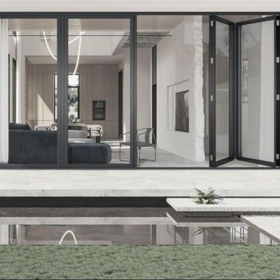 ขนาดตามสั่ง อลูมิเนียม Bifold ประตูภายนอก