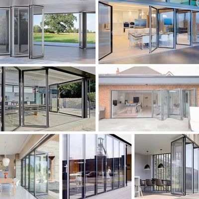 ระบบล็อคที่ปลอดภัย ประตูแก้วพับอลูมิเนียมในสีเงิน / ขาว / ดํา / ปรับแต่งสําหรับสถาบันการศึกษา