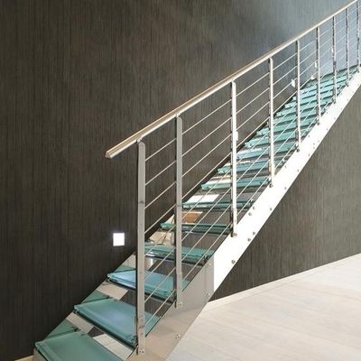 OEM/ODM Customized Elegant Design Glass Stair With Glass Railing และออโต้ LED