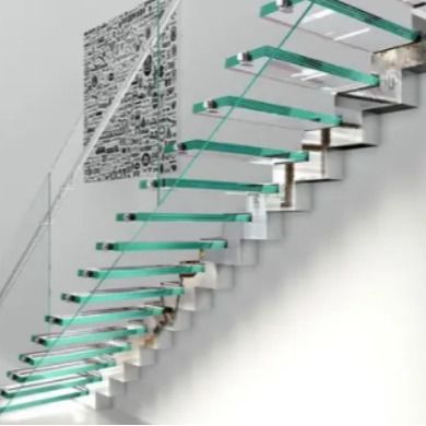 OEM/ODM Customized Elegant Design Glass Stair With Glass Railing และออโต้ LED