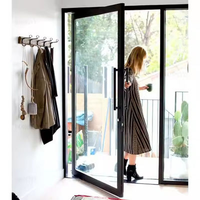 4-12mm Double Glazing Aluminum Pivot Door พร้อมกระจกใสและวัสดุเครือสกรีนสแตนเลส