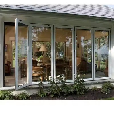 หนักงานขาวกรอบอลูมิเนียมกระจก Bifolding Patio ประตูเลื่อน