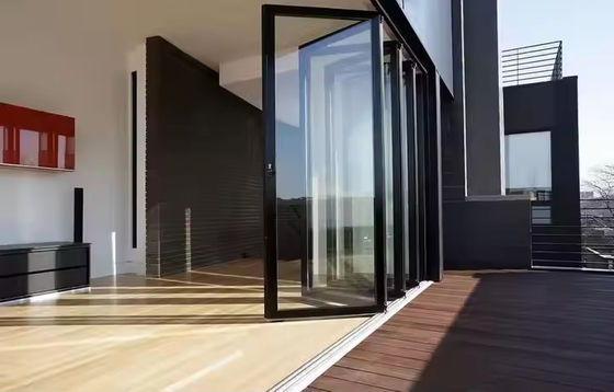 ด้านนอก Accordion ทางเข้า ประตูพับ อลูมิเนียมแก้ว ประตูพับสําหรับระเบียง