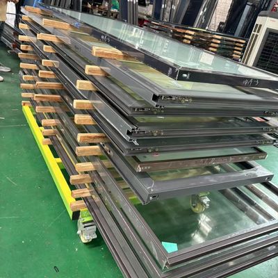 ประตูกระจกโปร่งกระจกแบบกระจกสองชั้น ประตูปรับความร้อนแบบสองชั้น