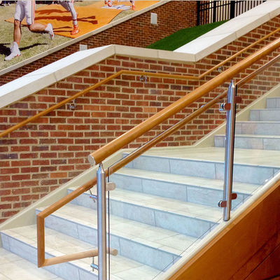 ราวบันไดกระจกนิรภัยแบบไร้กรอบ ดีไซน์ปรับได้ พร้อมแคลมป์จับโค้ง 304 316