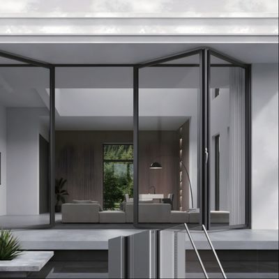 ระบบล็อคที่ปลอดภัย ประตูแก้วพับอลูมิเนียมในสีเงิน / ขาว / ดํา / ปรับแต่งสําหรับสถาบันการศึกษา