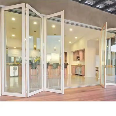 หนักงานขาวกรอบอลูมิเนียมกระจก Bifolding Patio ประตูเลื่อน